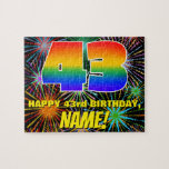 [ Thumbnail: 43rd Birthday: Fun, Colorful Celebratory Fireworks Jigsaw Puzzle ]