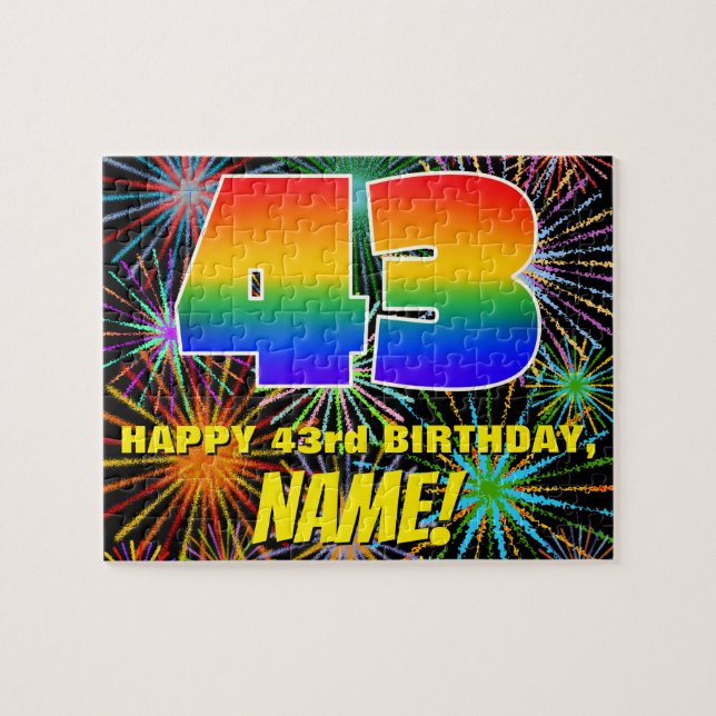 43rd Birthday: Fun, Colorful Celebratory Fireworks Jigsaw Puzzle (Horizontal)