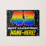 [ Thumbnail: 43rd Birthday — Fun, Colorful Star Field Pattern Jigsaw Puzzle ]