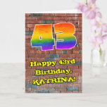 [ Thumbnail: 43rd Birthday: Fun Graffiti-Inspired Rainbow 43 Card ]