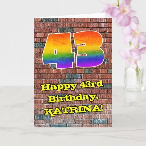 43rd Birthday Fun Graffiti_Inspired Rainbow 43 Card