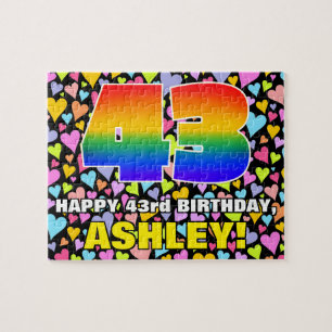43rd Birthday — Fun, Loving Heart Shapes + “43” Jigsaw Puzzle