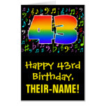 [ Thumbnail: 43rd Birthday: Fun Music Symbols + Rainbow # 43 Card ]