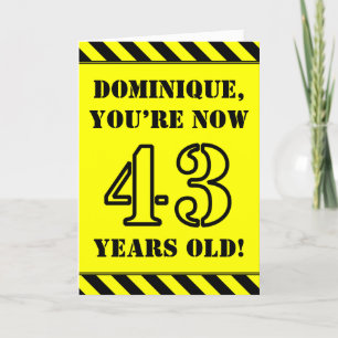 43rd Birthday: Fun Stencil Style Text, Custom Name Card