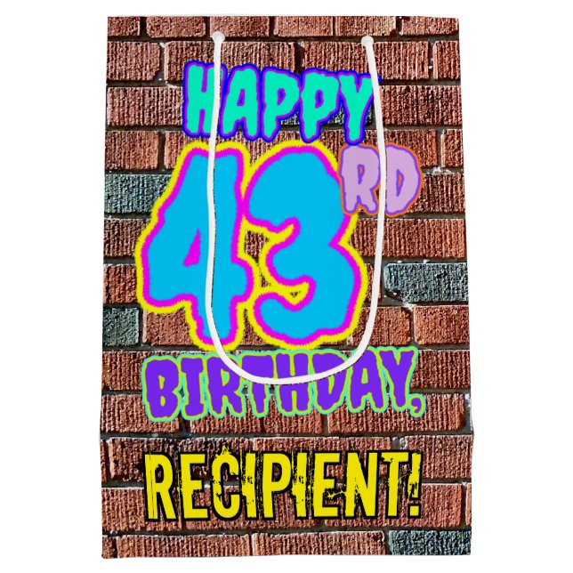 43rd Birthday: Fun, Urban Graffiti Inspired Look Medium Gift Bag (Back)