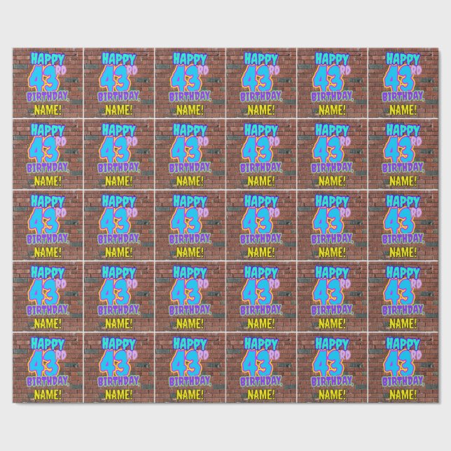 43rd Birthday: Fun, Urban Graffiti Inspired Look Wrapping Paper (Seam)