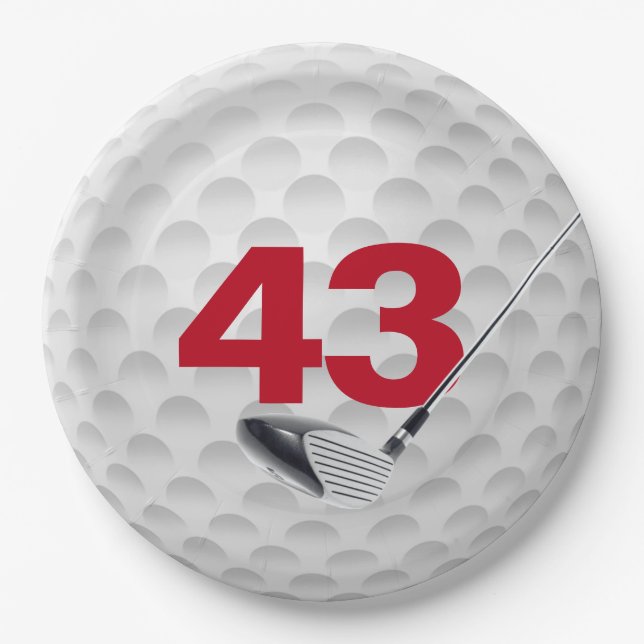 43rd Birthday Golf Ball Design  Paper Plates (Front)