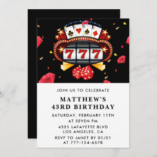 43rd birthday invitation Casino Poker Playing card