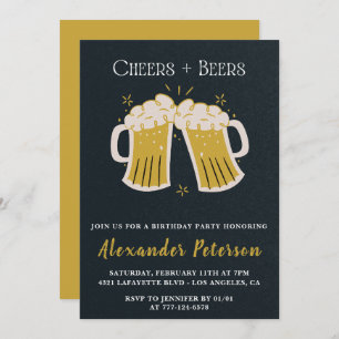 43rd birthday invitations Cheers Beers Rustic Men