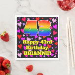 [ Thumbnail: 43rd Birthday: Loving Hearts Pattern, Rainbow # 43 Napkins ]