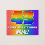 [ Thumbnail: 43rd Birthday — Multicolored Rainbow Pattern “43” Jigsaw Puzzle ]