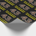 [ Thumbnail: 43rd Birthday: Name & Faux Wood Grain Pattern "43" Wrapping Paper ]