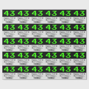 43rd Birthday - Nerdy / Geeky Style "43" and Name Wrapping Paper