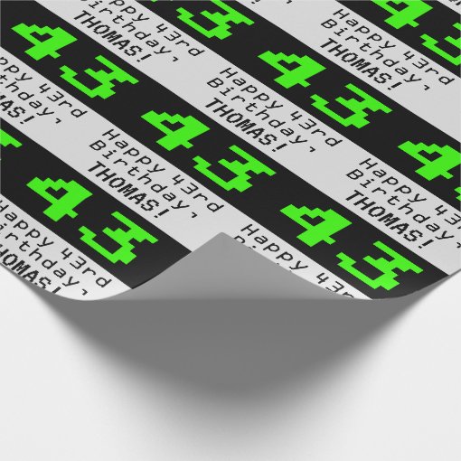 43rd Birthday Nerdy Geeky Style 43 And Name Wrapping Paper Zazzle 
