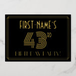 [ Thumbnail: 43rd Birthday Party — Art Deco Style “43” + Name Invitation ]