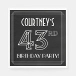 [ Thumbnail: 43rd Birthday Party: Art Deco Style + Custom Name Napkins ]