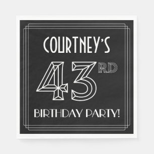 43rd Birthday Party: Art Deco Style + Custom Name Napkins