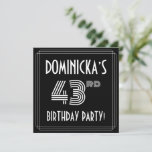 [ Thumbnail: 43rd Birthday Party: Art Deco Style W/ Custom Name Invitation ]