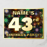 [ Thumbnail: 43rd Birthday Party: Bold, Colorful Fireworks Look Postcard ]