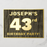 [ Thumbnail: 43rd Birthday Party: Bold, Faux Wood Grain Pattern Invitation ]