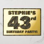 [ Thumbnail: 43rd Birthday Party — Bold, Faux Wood Grain Text Invitation ]