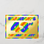 [ Thumbnail: 43rd Birthday Party — Fun, Rainbow Spectrum “43” Invitation ]