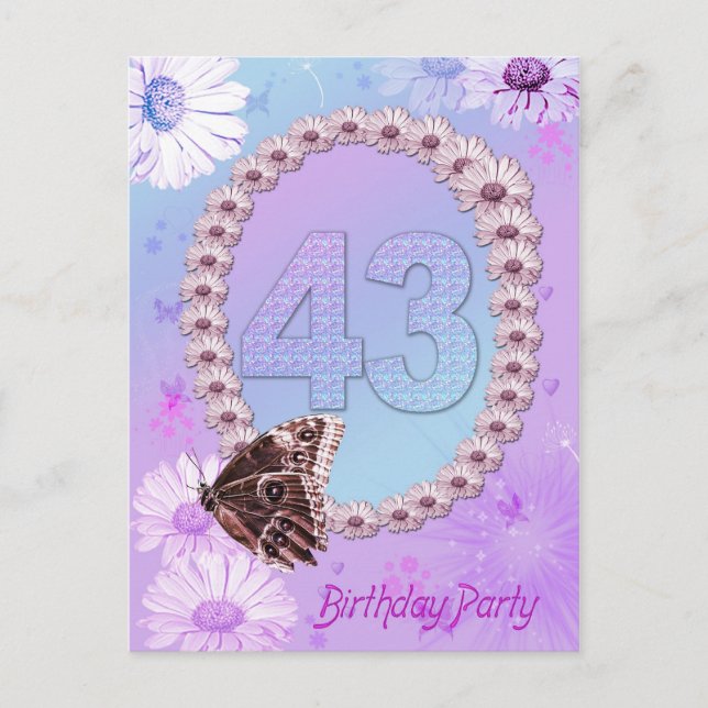 43rd Birthday party Invitation (Front)