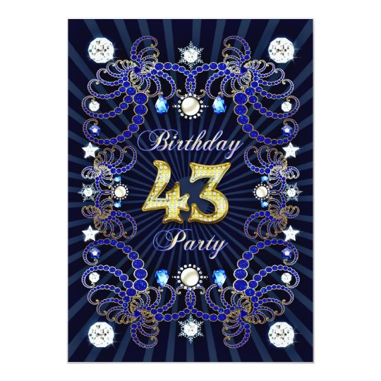 43rd birthday party invite with masses of jewels | Zazzle.com