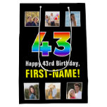 [ Thumbnail: 43rd Birthday: Rainbow “43“, Custom Photos & Name Gift Bag ]