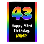 [ Thumbnail: 43rd Birthday: Rainbow Spectrum # 43, Custom Name Card ]