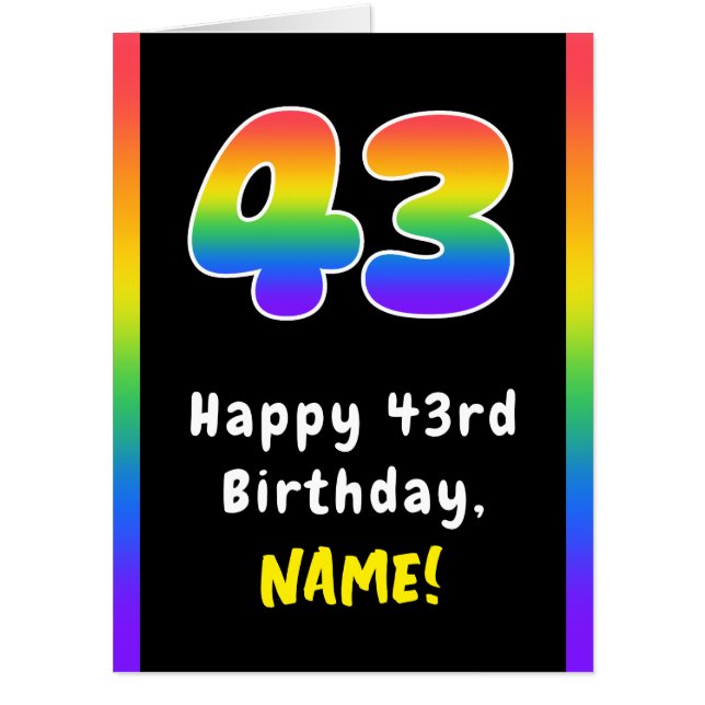 43rd Birthday: Rainbow Spectrum # 43, Custom Name Card (Front)