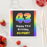 [ Thumbnail: 43rd Birthday: Rainbow Spectrum # 43, Custom Name Napkins ]