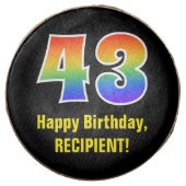 43rd Birthday - Rainbow Spectrum Pattern Number 43 Chocolate Covered Oreo (Front)