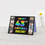 [ Thumbnail: 43rd Birthday: Rainbow Text, Custom Photos & Name Card ]