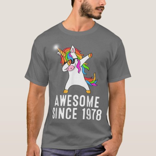 43rd birthday unicorn dab Awesome since 1978  T_Shirt