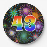 [ Thumbnail: 43rd Event - Fun, Colorful, Bold, Rainbow 43 Paper Plates ]