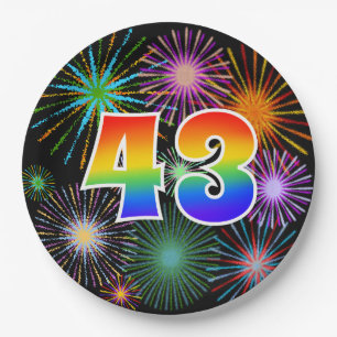 43rd Event - Fun, Colorful, Bold, Rainbow 43 Paper Plates