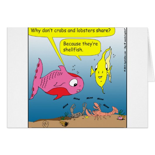 441 shell fish Cartoon Cards (Front Horizontal)