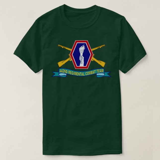 442nd Infantry Regimental Combat Team w Br SSI Rib T-Shirt (Design Front)