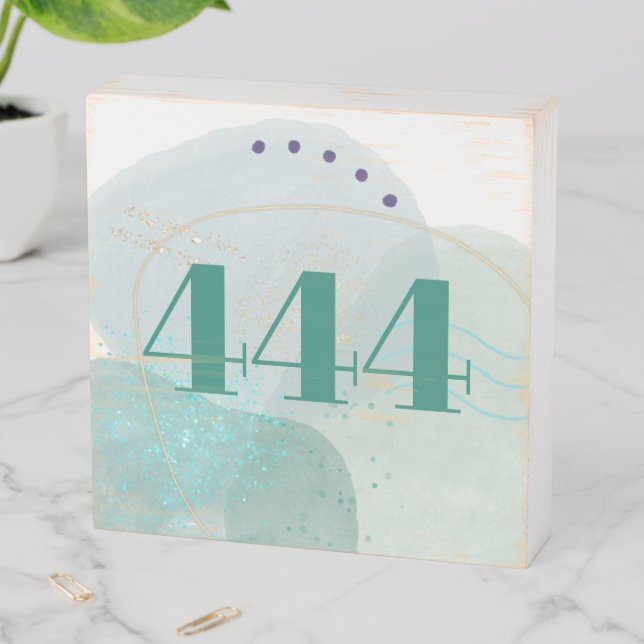 444 Angel Number Divine Protection Affirmation Wooden Box Sign (In Situ Horizontal)