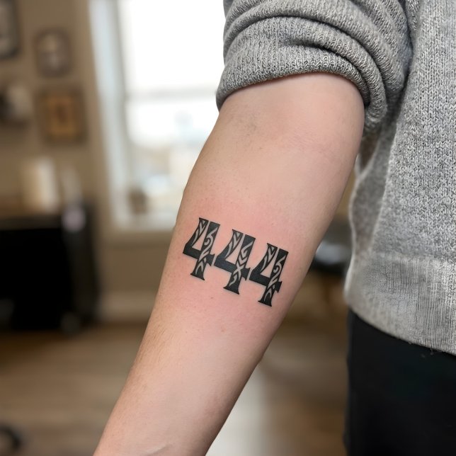 444 Angel Number Tribal Pattern Style Temporary Tattoos (Creator Uploaded)