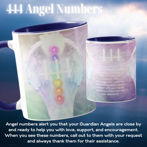 444 Angel Numbers Chakra Angels Wings  Coffee Mug