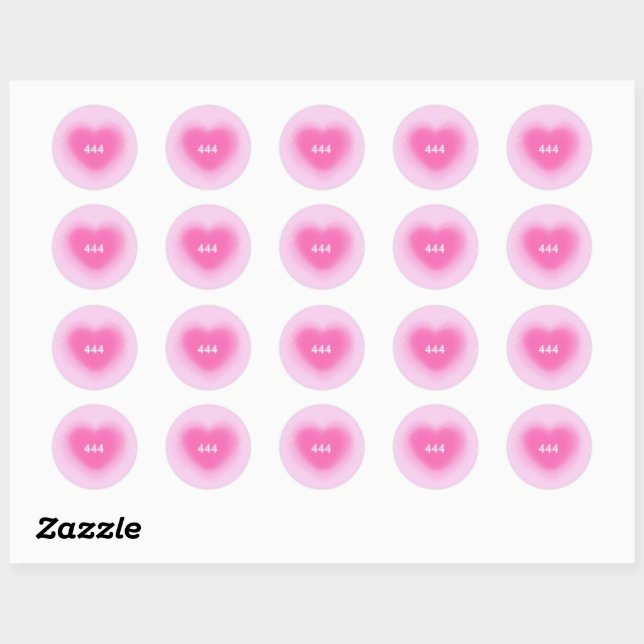 444 Modern Pink Heart Aesthetic Angel Number Classic Round Sticker