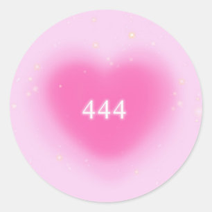 444 Modern Pink Heart Aesthetic Angel Number Classic Round Sticker