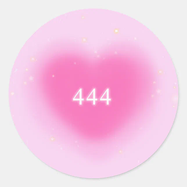444 Modern Pink Heart Aesthetic Angel Number Classic Round