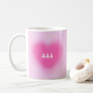444 Modern Pink Heart Aesthetic Angel Number Coffee Mug