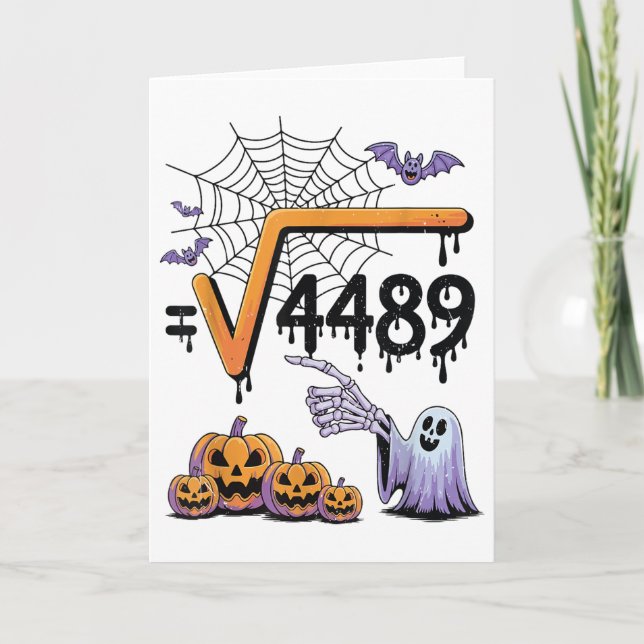 4489 Square Root 67 Math Teacher Halloween Costume Card (Front)