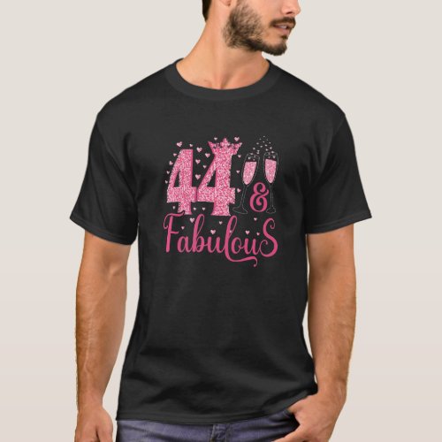 44  Fabulous Queen Crown 44 Year Old 44th Birthda T_Shirt