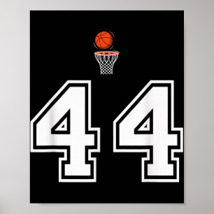 44 Number Basketball Style Vintage White Poster
