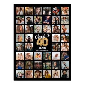44 Photo Collage 40th Birthday Poster